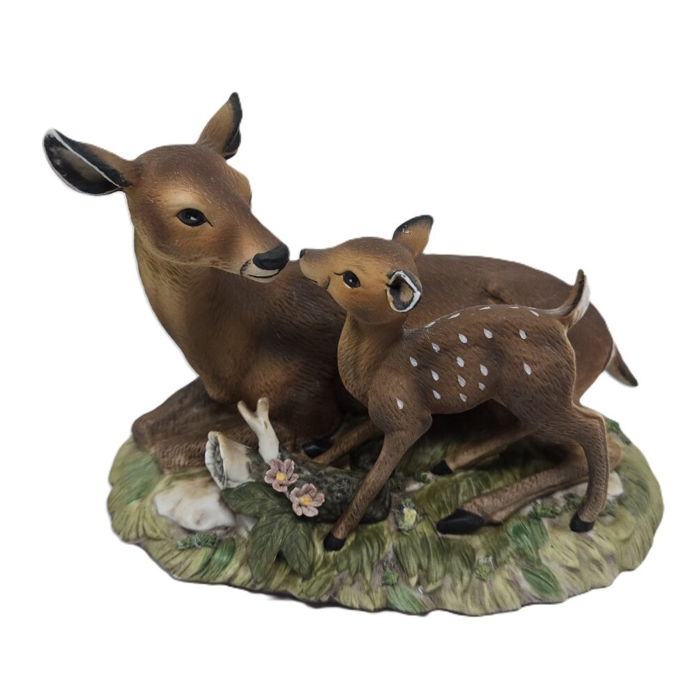 Homco Masterpiece Porcelain Mother Deer and Baby Figurine, Taiwan